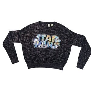 H&M Star Wars Graphic Sweater Iridescent Logo Pullover Top Size XS